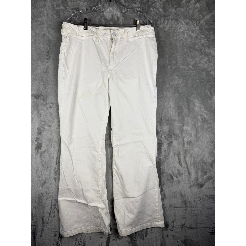 Banana Republic Classic Wide Leg Stretch White Denim Jeans Size 14